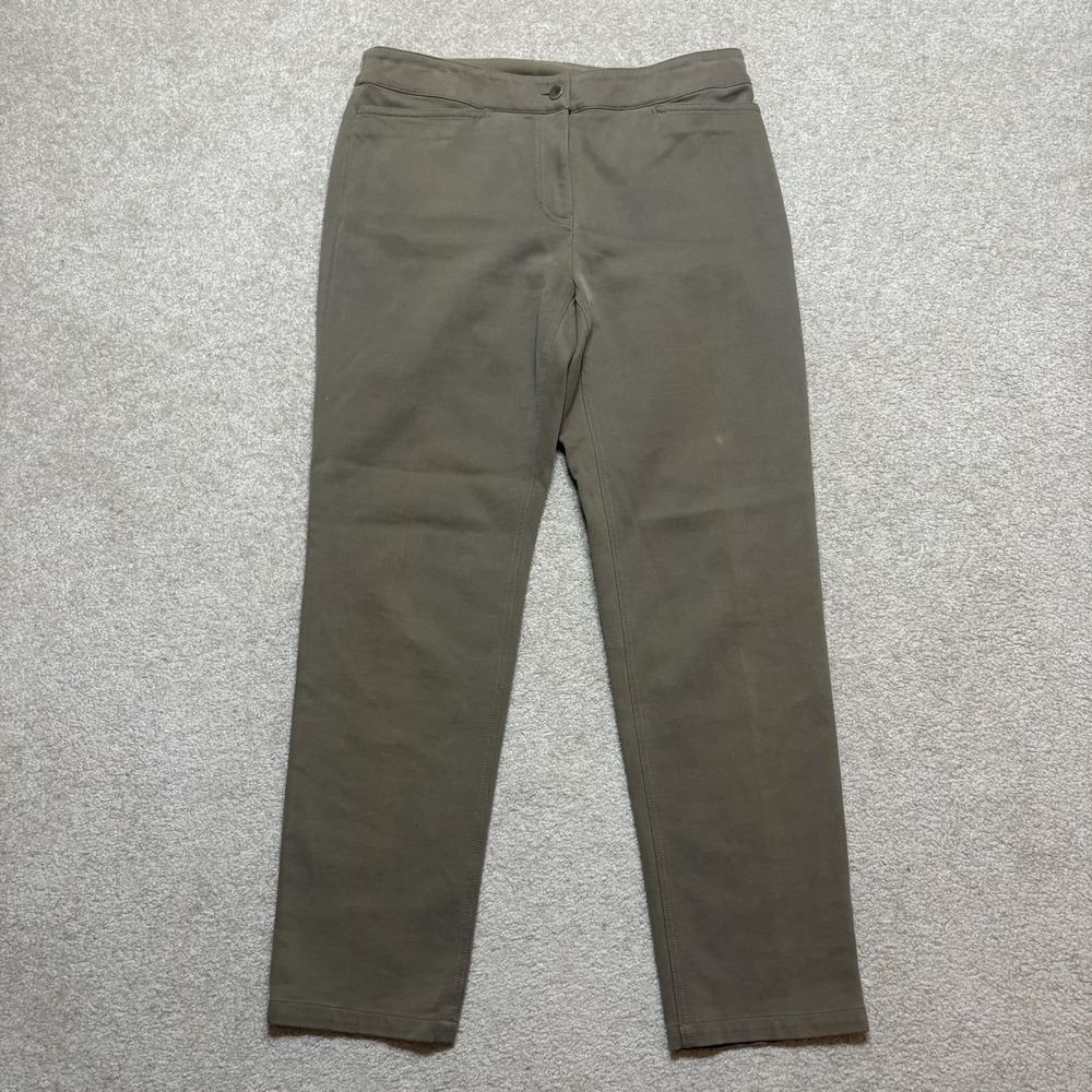 Eileen Fisher Pants Womens PS Brown Stretch Chino Tapered Ankle Leg Petite